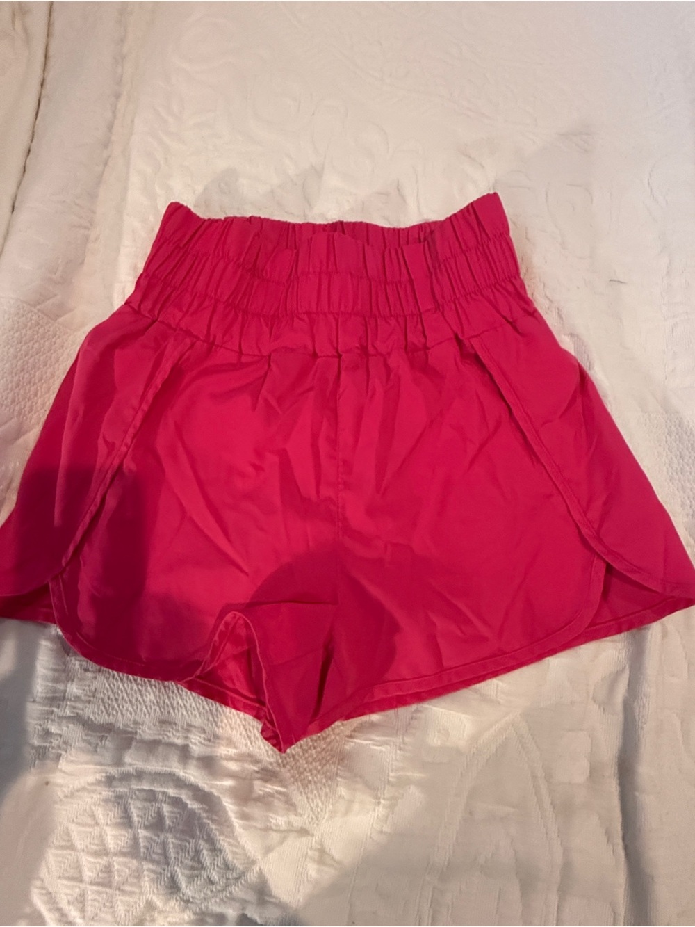 High-Waist Fuchsia Athletic Shorts with Wide Elastic Waistband